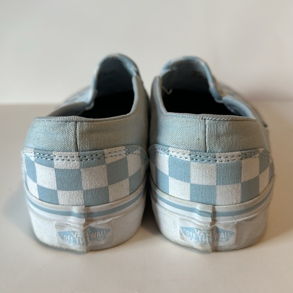 VANS Slip Ons Checkered White and Light Blue, Women’s Size 6.5 - Picture 3 of 8